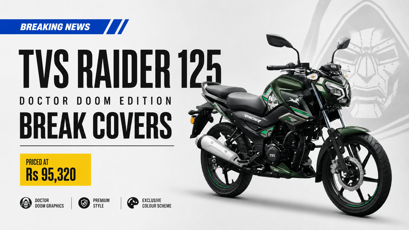 TVS Raider 125 Doctor Doom Edition Breaks Cover; Priced at Rs 95,320